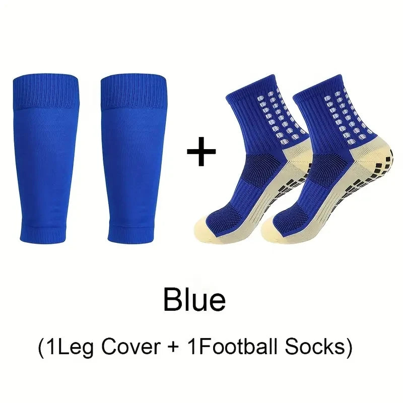 1 Set Of Non-slip Anti-friction Silicone Bottom Football Socks Breathable Sports Running Cycling Hiking Soccer Socks Leg Cover