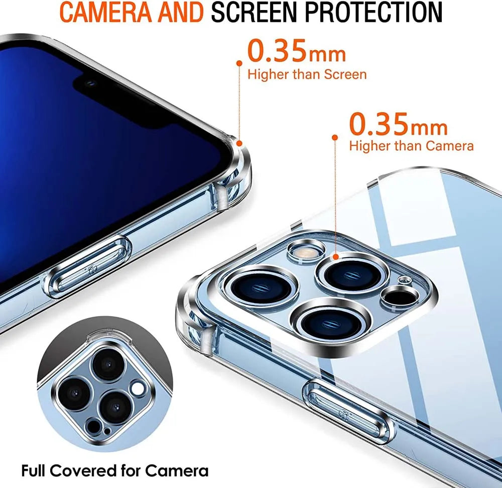 Funda 1.5MM Thick Air-Bag Clear Phone Case For iPhone 11 12 13 Mini 14 15 16 17 Pro Max Plus Air Thick Shockproof Silicone Cover