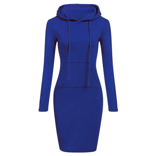 Ladies Autumn Attire Women's Hooded Dresses Hoodie - Style Sweatshirt Dresses for Women Tops in Ladies Clothing