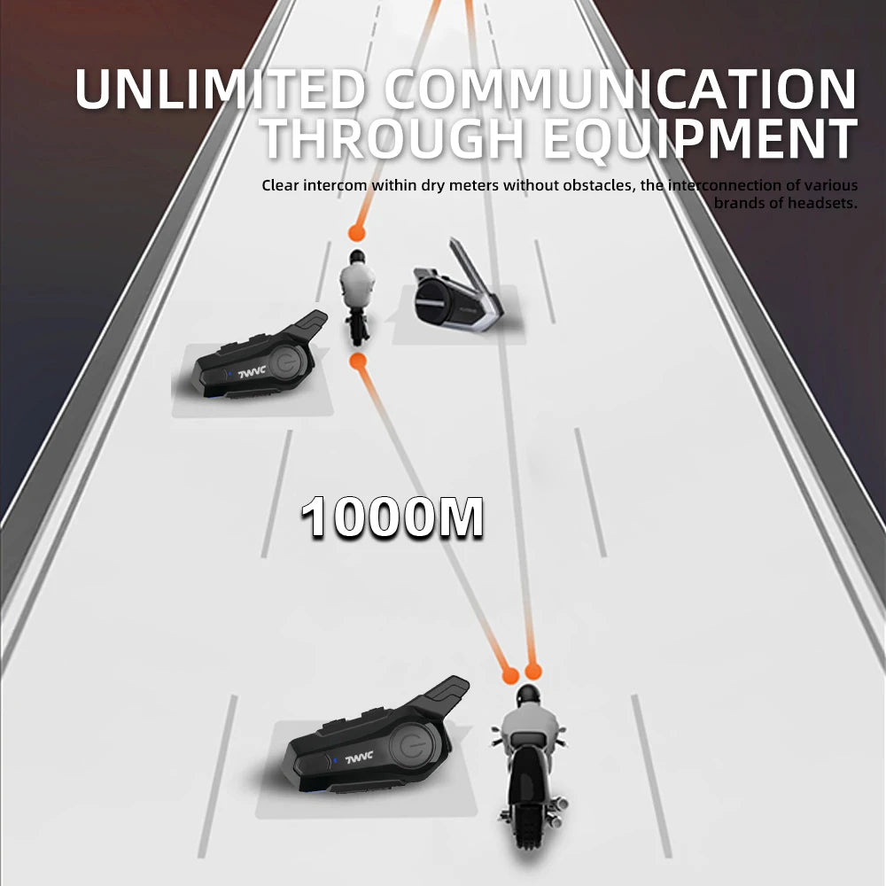 1/2 X1 Bluetooth Motorcycle Helmet Intercom Headset For 2 Rider 1000M intercomunicador Moto Interphone Wireless Handsfree Call