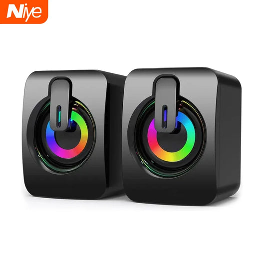 Computer Speakers PC Sound Box HIFI Stereo Microphone USB Wired Caixa De Som with LED Light For Desktop Computer